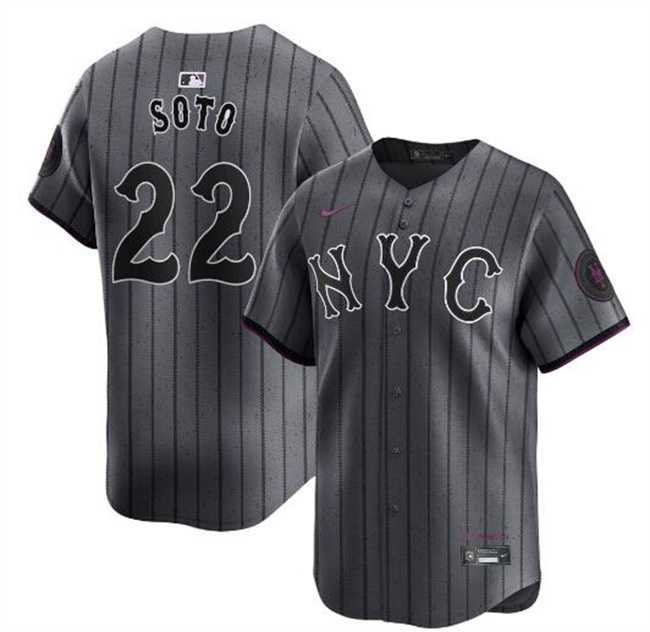 Men%27s New York Mets #22 Juan Soto Graphite 2024 City Connect Limited Stitched Jersey Dzhi